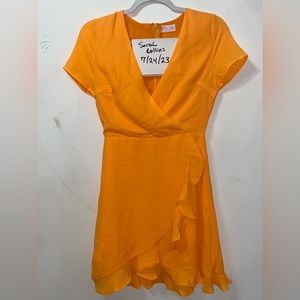 Neon Orange Pink Lily dress, size small